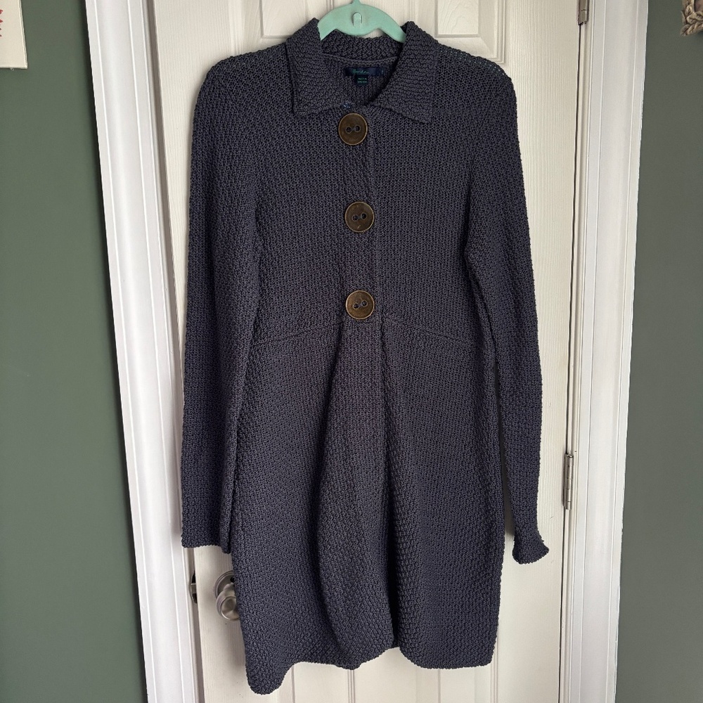 Boden Knit Duster Sweater Coat With Large Buttons Size 14